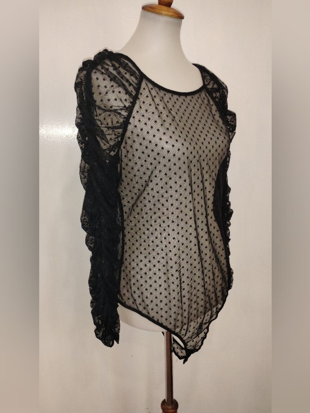 DOTTED SHEER BLACK BODY SUIT